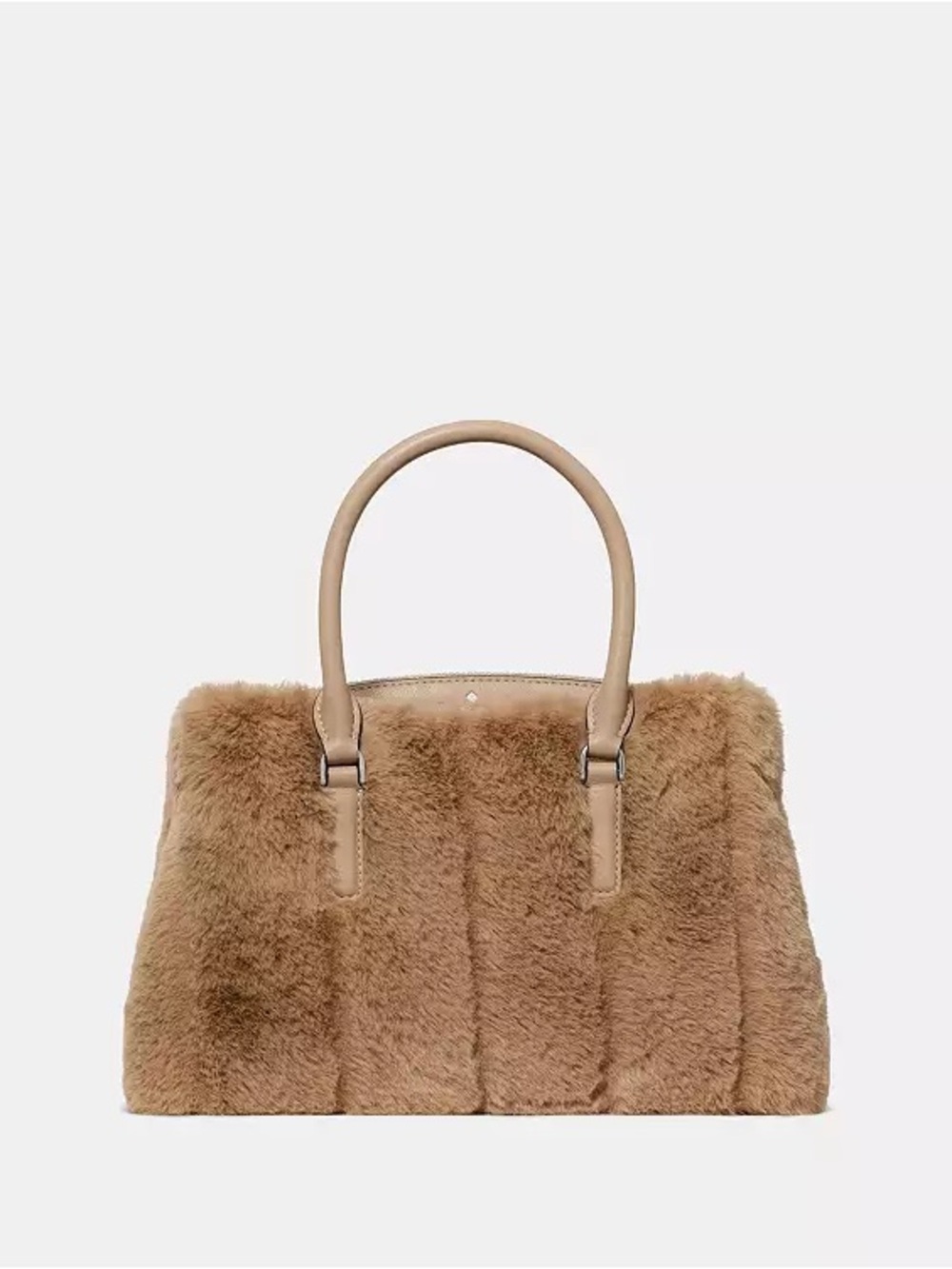 ♠️Kate Spade Thompson Street Faux Fur Small Satchel Bag, Natural Tan NEW NWT